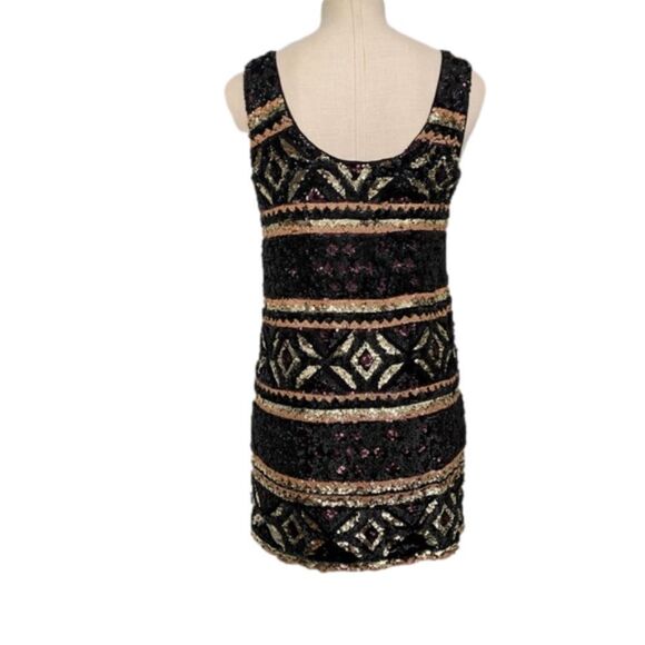 Free People NWT Metallic Geometric gold black blush Sequin Dress Xs/S ($350) - Picture 7 of 14